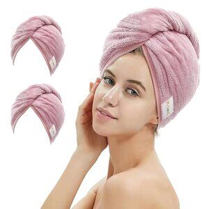 2 Pack Pink Microfiber Hair Towel Wrap NWT